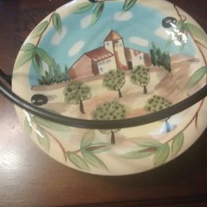 Wrought iron holder with 2 plates